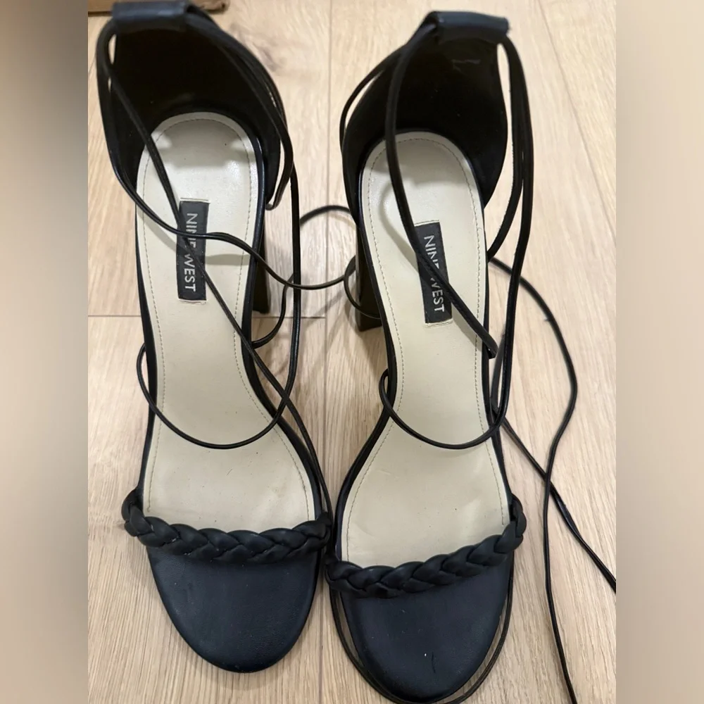 Nine West Monikka Ankle Wrap Heeled Sandals Size 9